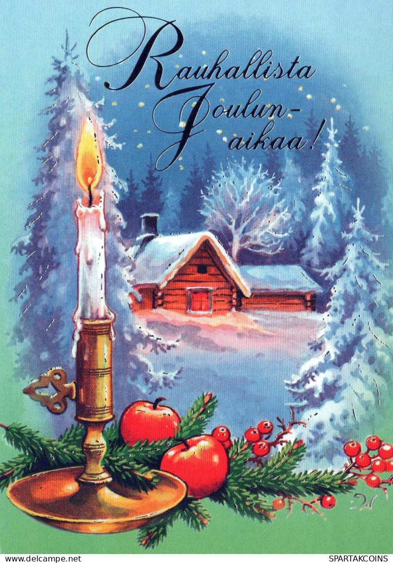 Bonne Année Noël BOUGIE Vintage Carte Postale CPSM #PBN978.FR - New Year