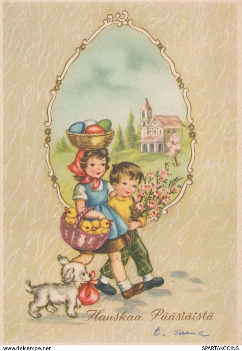 PÂQUES ENFANTS Vintage Carte Postale CPSM #PBO292.FR - Easter