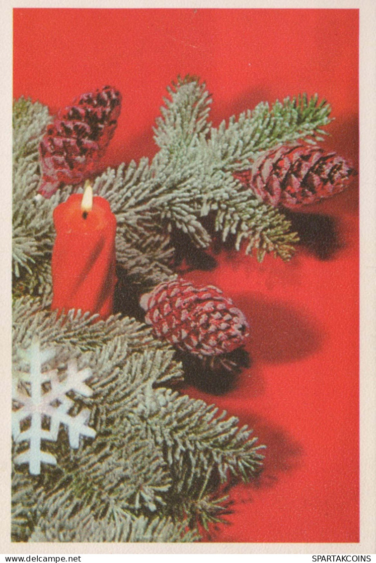 Bonne Année Noël BOUGIE Vintage Carte Postale CPSM #PBN918.FR - New Year