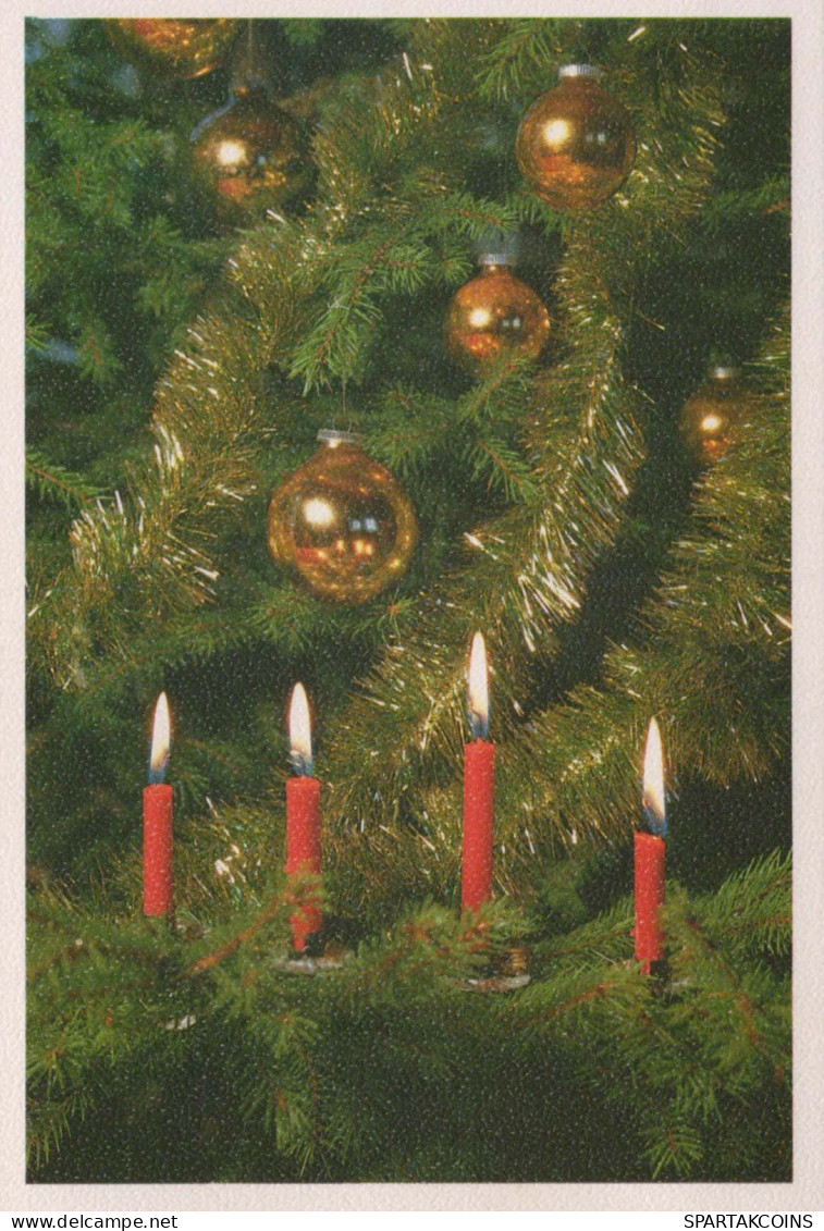 Bonne Année Noël BOUGIE Vintage Carte Postale CPSM #PBN675.FR - New Year