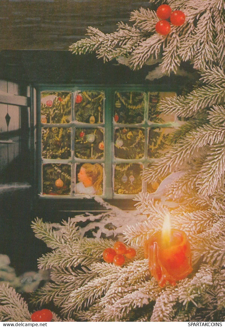 Bonne Année Noël BOUGIE Vintage Carte Postale CPSM #PBO040.FR - New Year