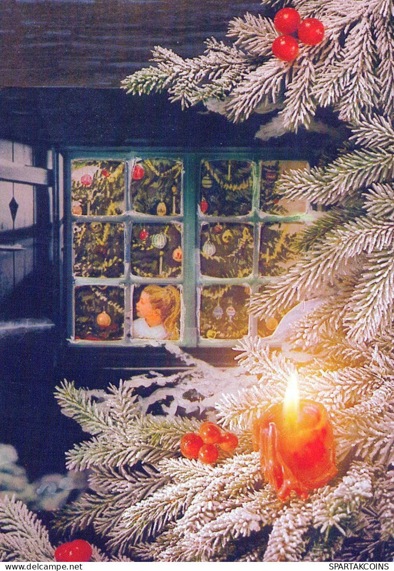 Bonne Année Noël BOUGIE Vintage Carte Postale CPSM #PBO040.FR - New Year