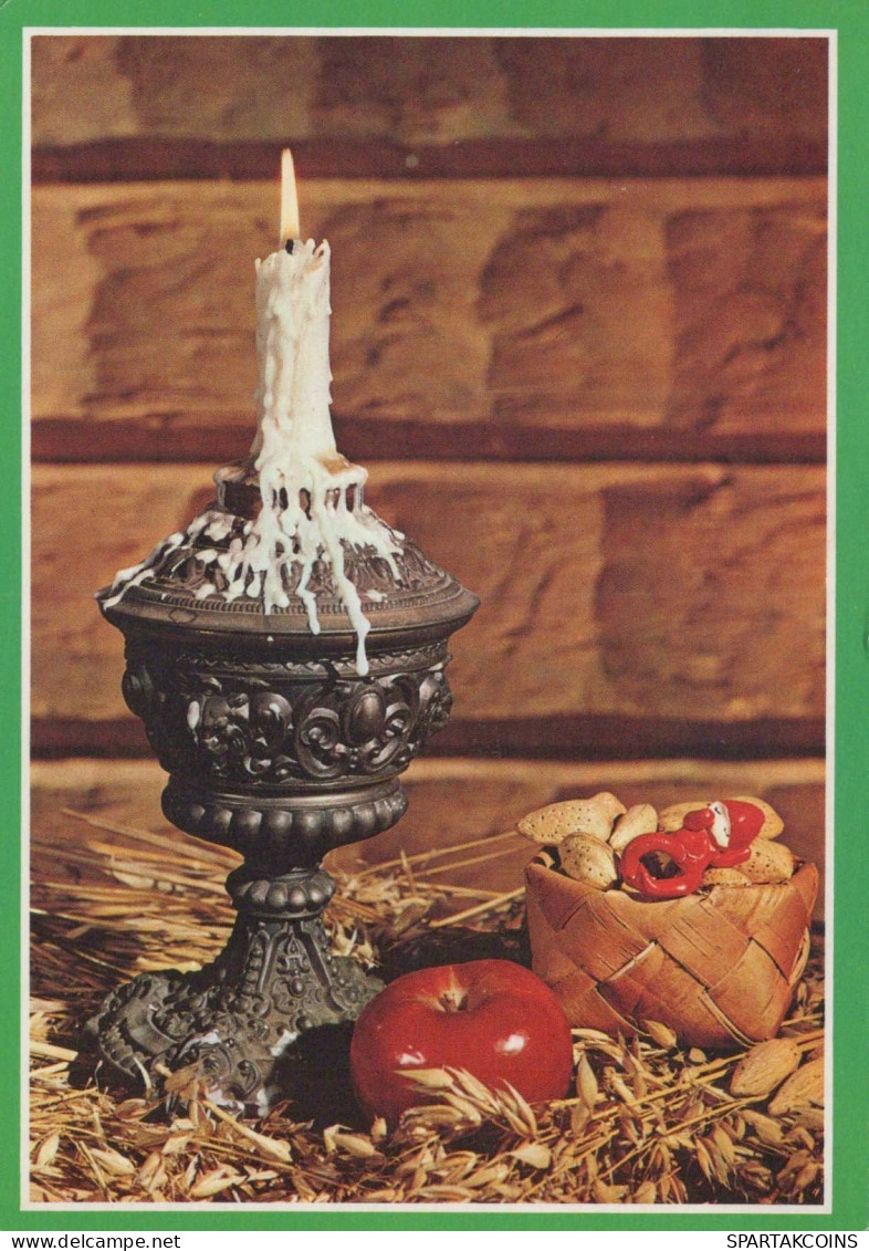 Bonne Année Noël BOUGIE Vintage Carte Postale CPSM #PBN796.FR - New Year