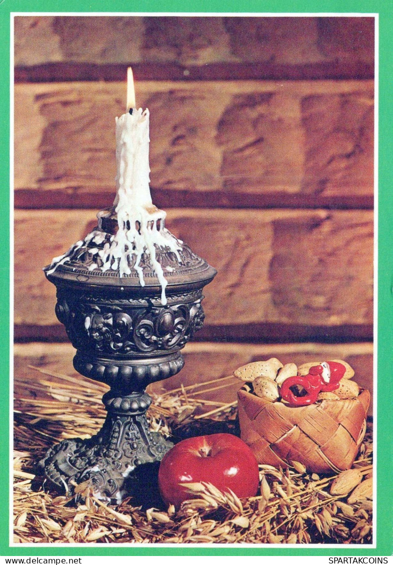 Bonne Année Noël BOUGIE Vintage Carte Postale CPSM #PBN796.FR - New Year