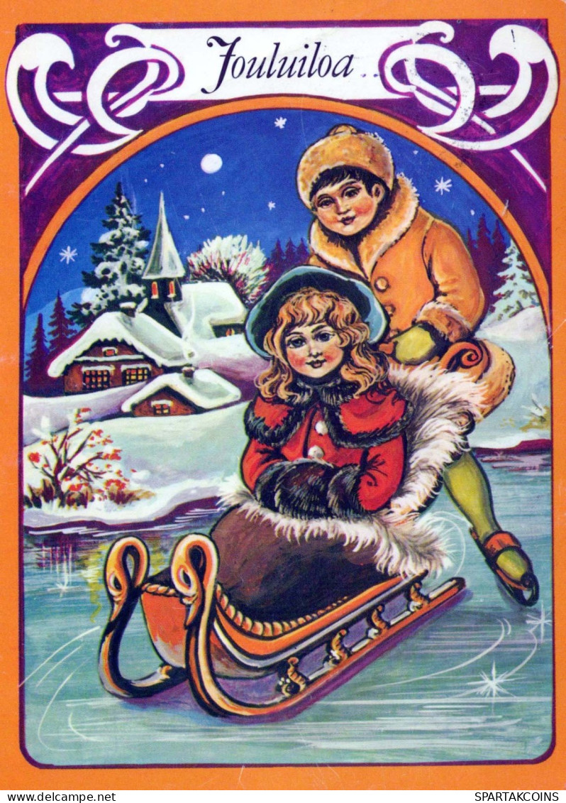 Bonne Année Noël ENFANTS Vintage Carte Postale CPSM #PBM202.FR - New Year