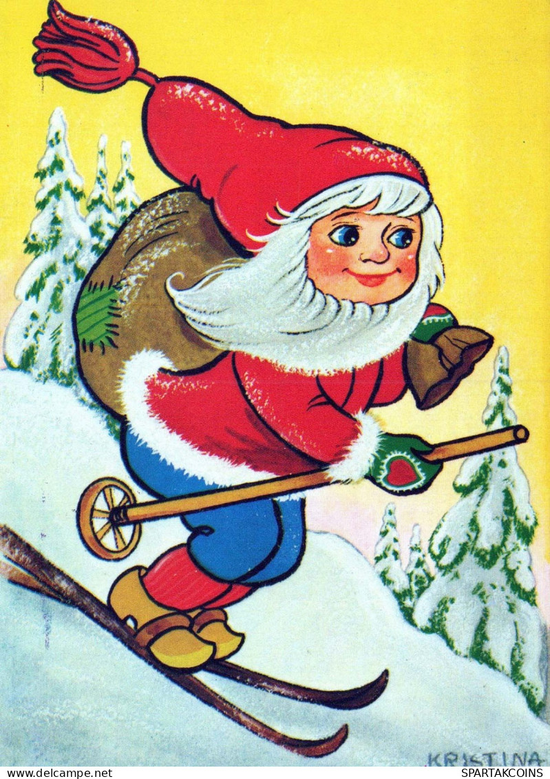 Bonne Année Noël GNOME Vintage Carte Postale CPSM #PBL914.FR - New Year