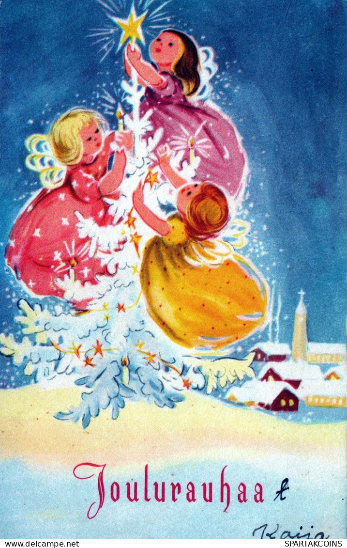ANGELO Buon Anno Natale Vintage Cartolina CPSMPF #PAG823.IT - Anges