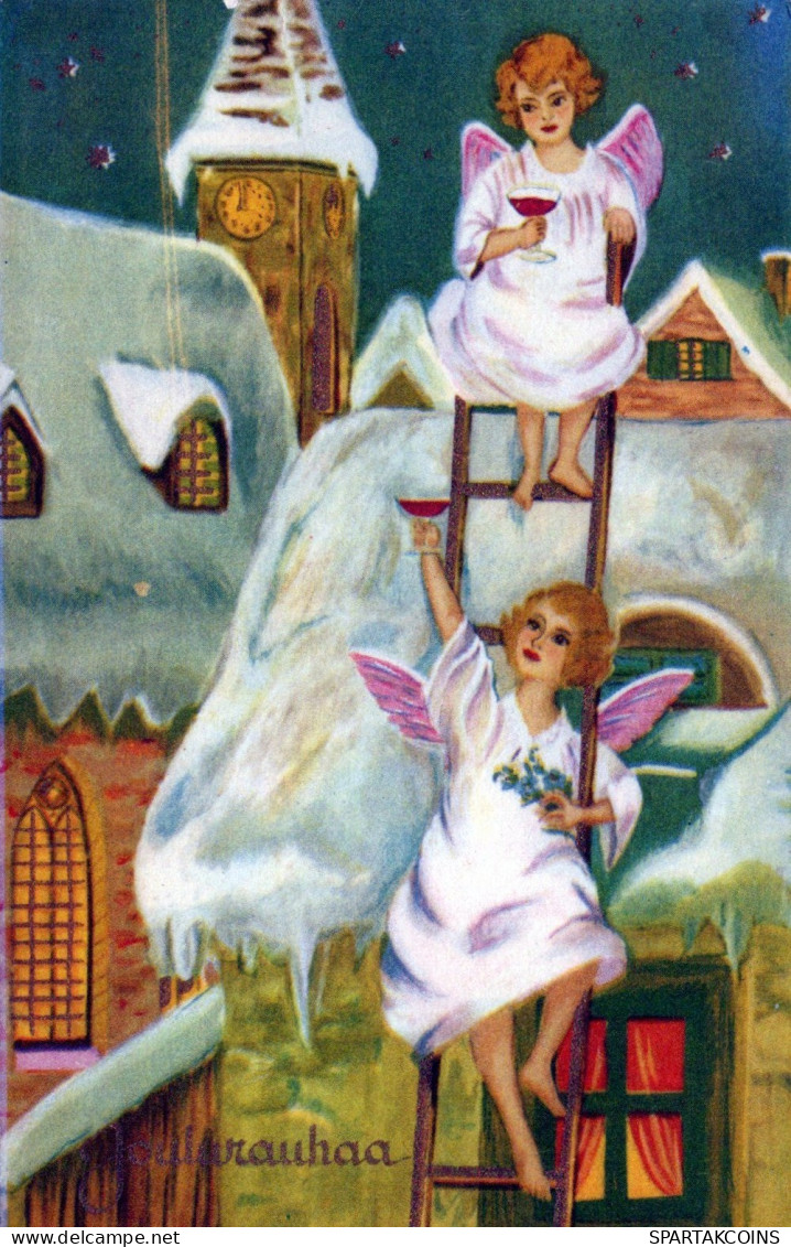 ANGELO Buon Anno Natale Vintage Cartolina CPSMPF #PAG759.IT - Angels