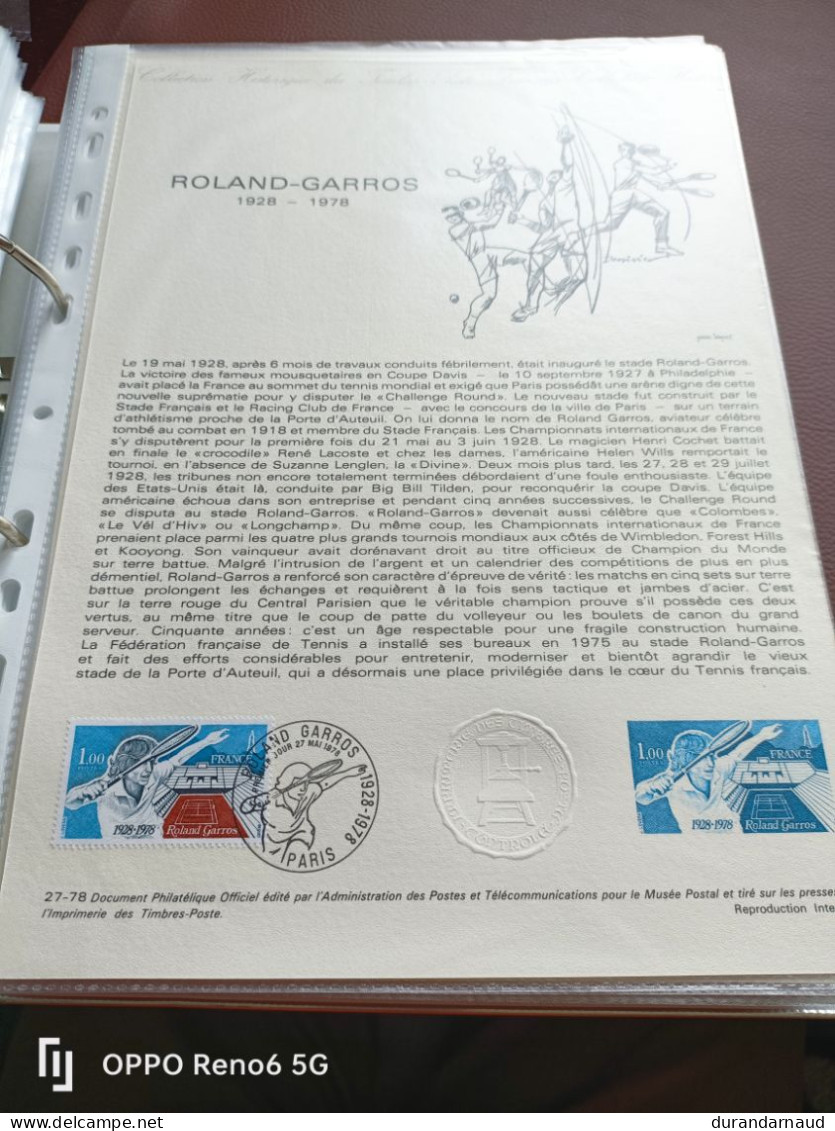 Document Philatelique  ROLAND GARROS 27/1978 - Postdokumente