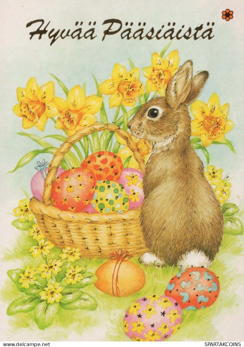 OSTERN KANINCHEN EI Vintage Ansichtskarte Postkarte CPSM #PBO422.DE - Pâques