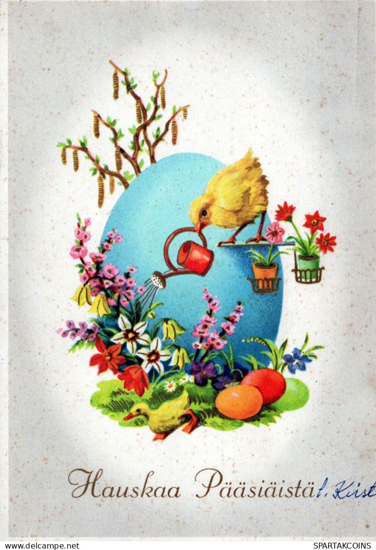 OSTERN HUHN EI Vintage Ansichtskarte Postkarte CPSM #PBP053.DE - Pâques