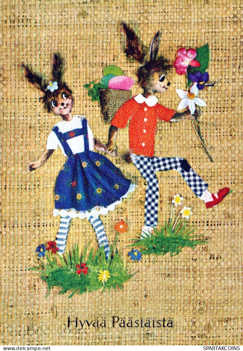 OSTERN KANINCHEN Vintage Ansichtskarte Postkarte CPSM #PBO548.DE - Pâques