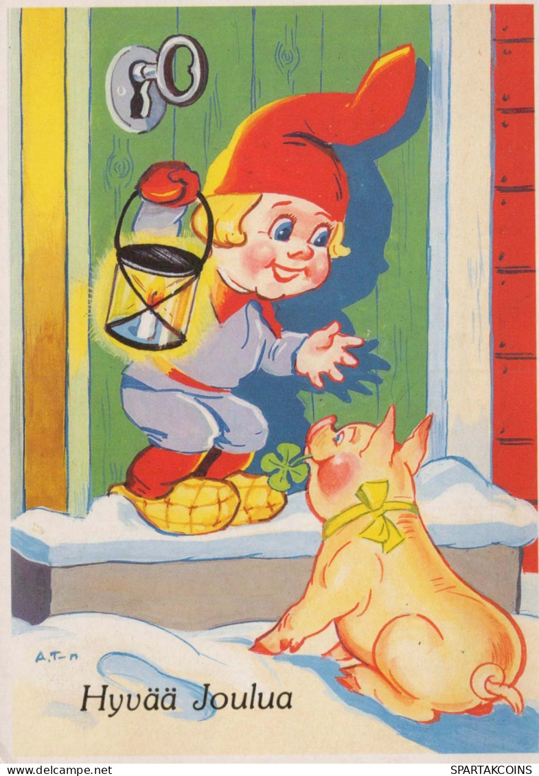 Neujahr Weihnachten GNOME Vintage Ansichtskarte Postkarte CPSM #PBL915.DE - New Year