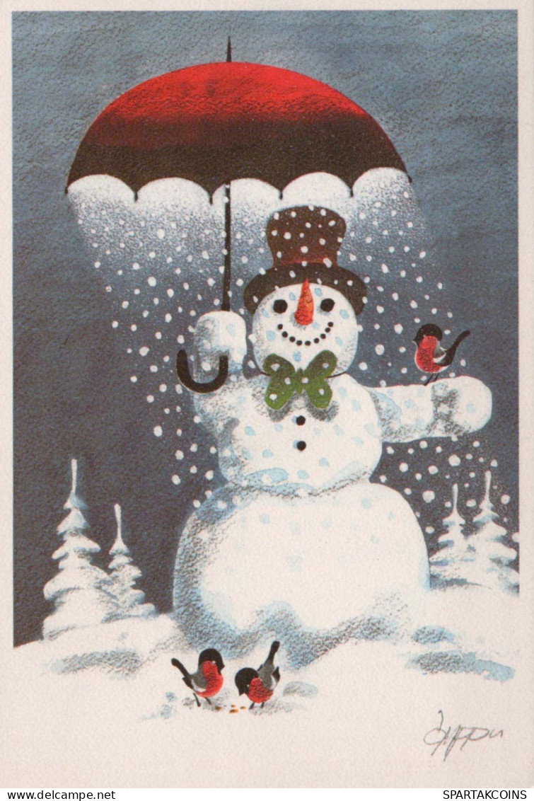 Neujahr Weihnachten SCHNEEMANN Vintage Ansichtskarte Postkarte CPSM #PBM541.DE - New Year