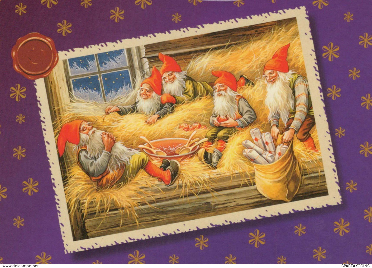 Neujahr Weihnachten GNOME Vintage Ansichtskarte Postkarte CPSM #PBA674.DE - New Year
