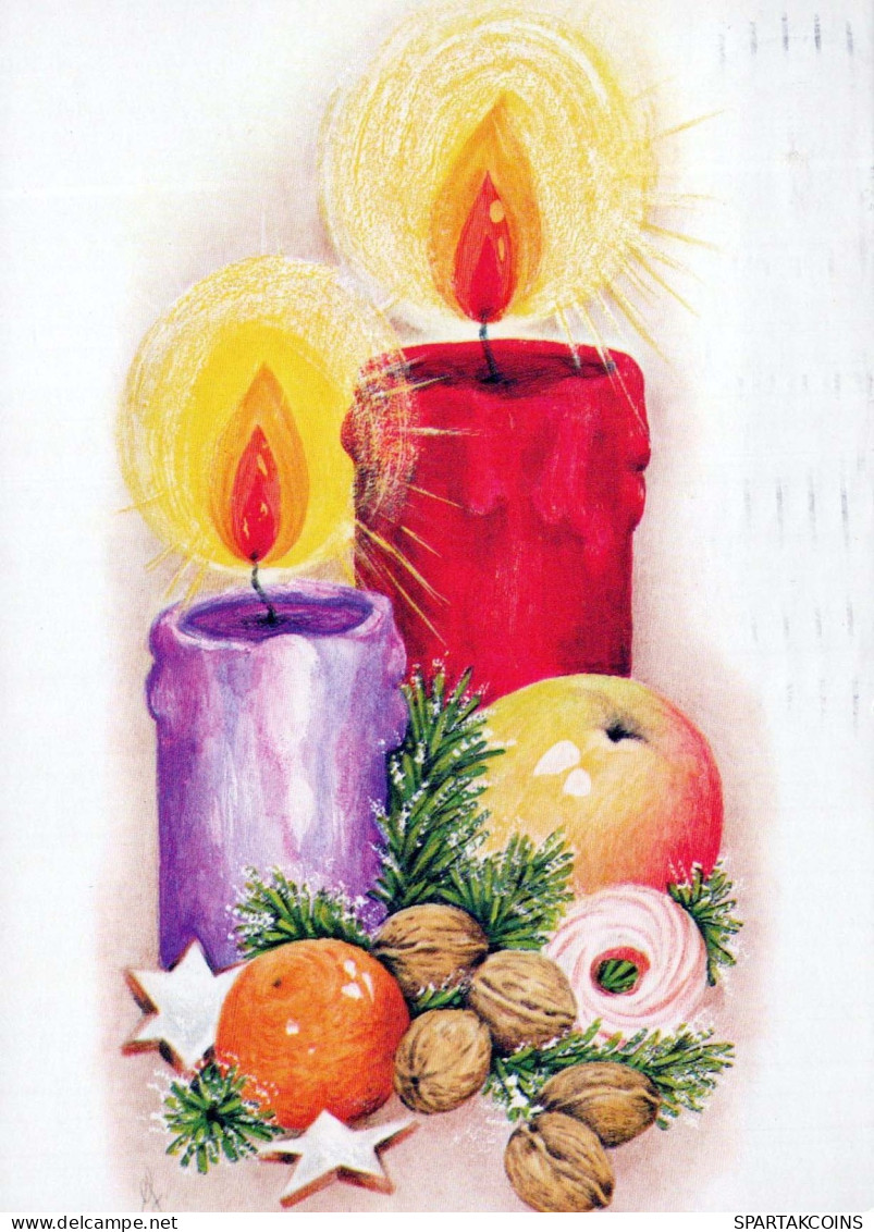 Neujahr Weihnachten KERZE Vintage Ansichtskarte Postkarte CPSM #PAZ298.DE - New Year