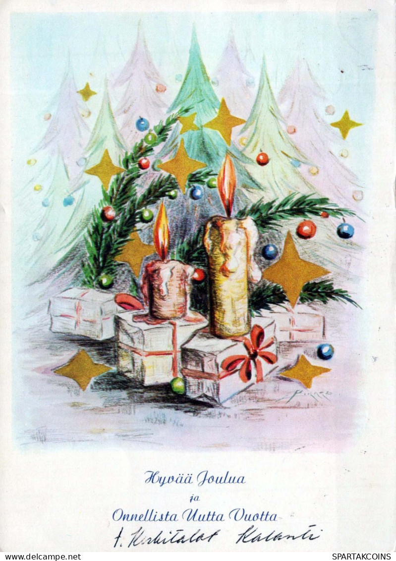 Neujahr Weihnachten KERZE Vintage Ansichtskarte Postkarte CPSM #PAZ419.DE - New Year
