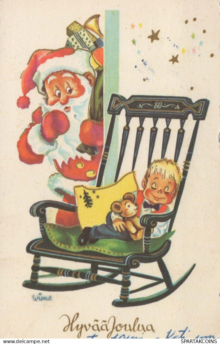 BABBO NATALE Buon Anno Natale Vintage Cartolina CPSMPF #PKG349.IT - Santa Claus