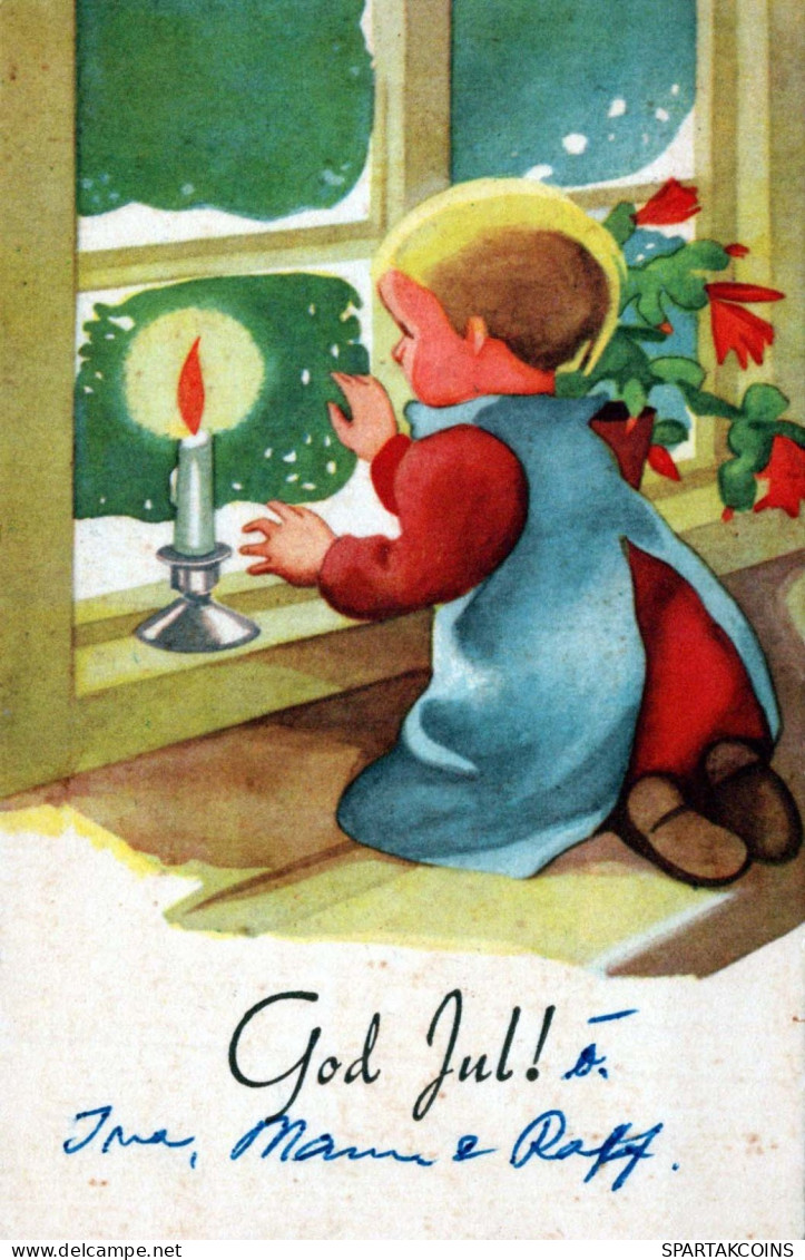 Buon Anno Natale BAMBINO Vintage Cartolina CPSMPF #PKD421.IT - New Year