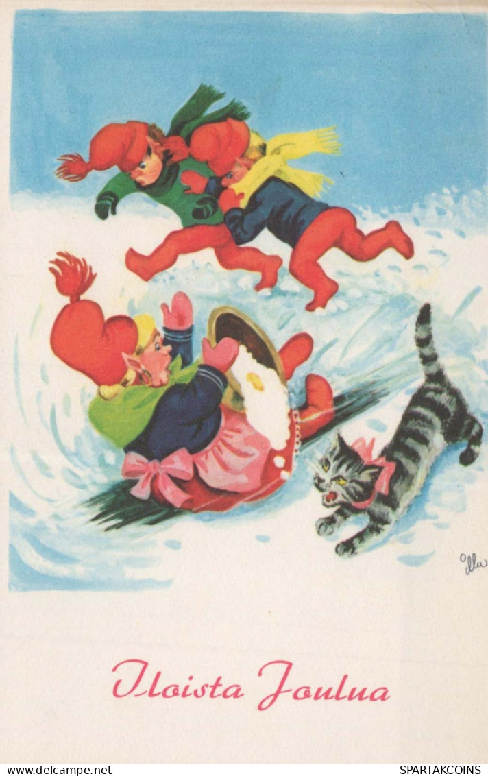 Buon Anno Natale GNOME Vintage Cartolina CPSMPF #PKD854.IT - New Year