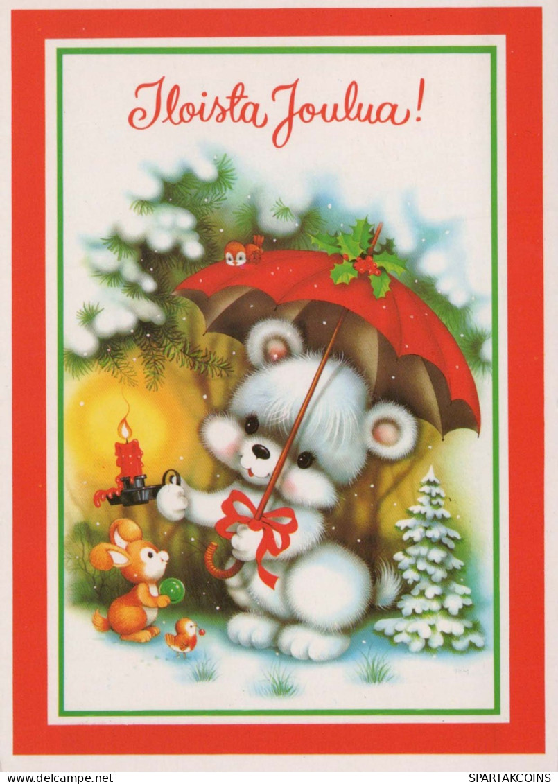 Buon Anno Natale NASCERE Animale Vintage Cartolina CPSM #PBS289.IT - New Year