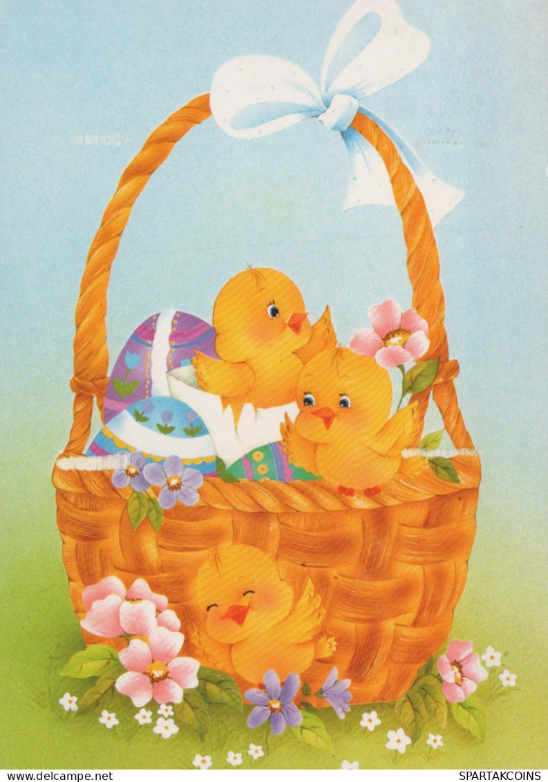 PASQUA POLLO UOVO Vintage Cartolina CPSM #PBO799.IT - Easter