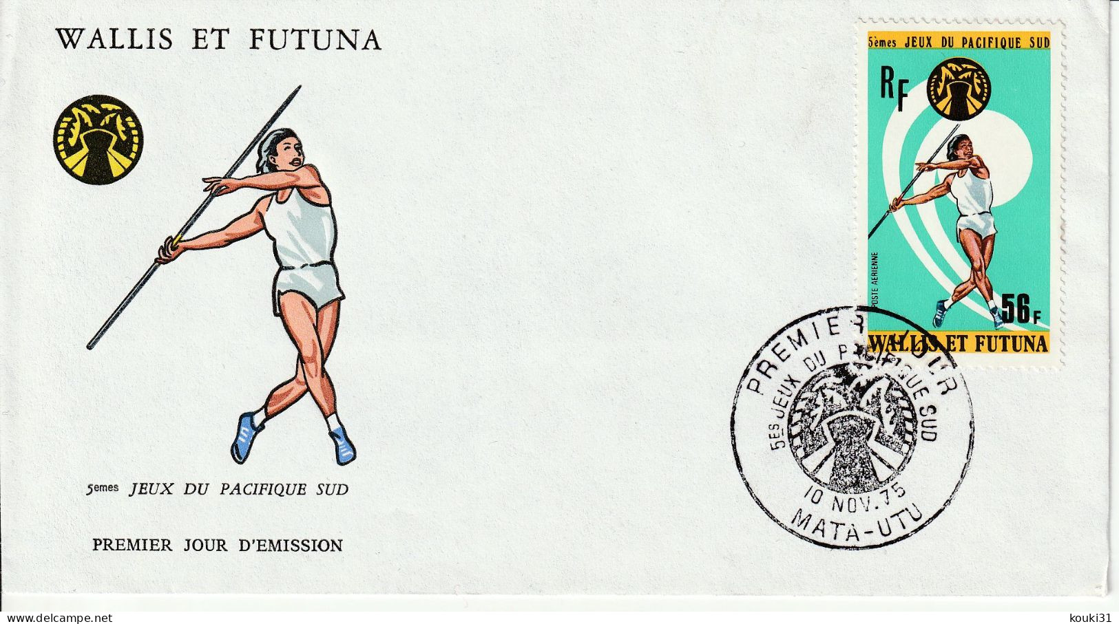 Wallis Et Futuna YT PA 65 FDC : Javelot - 1975 - Leichtathletik