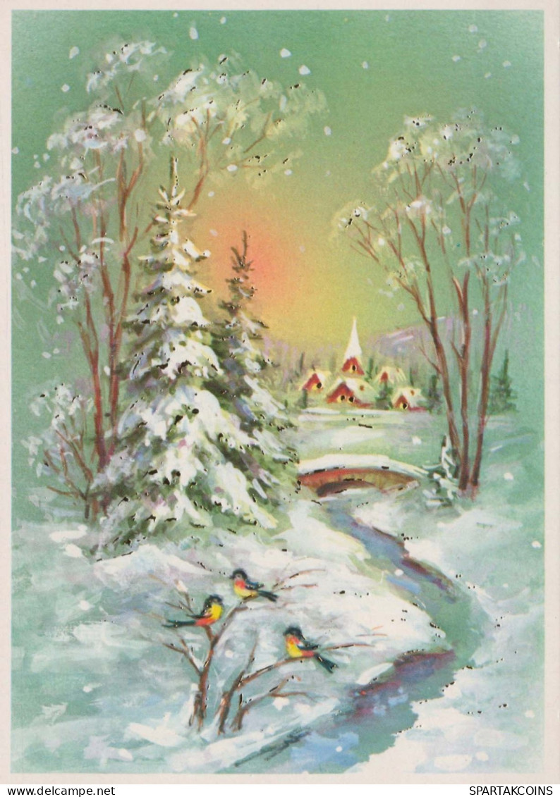 Buon Anno Natale UCCELLO Vintage Cartolina CPSM #PBM606.IT - New Year