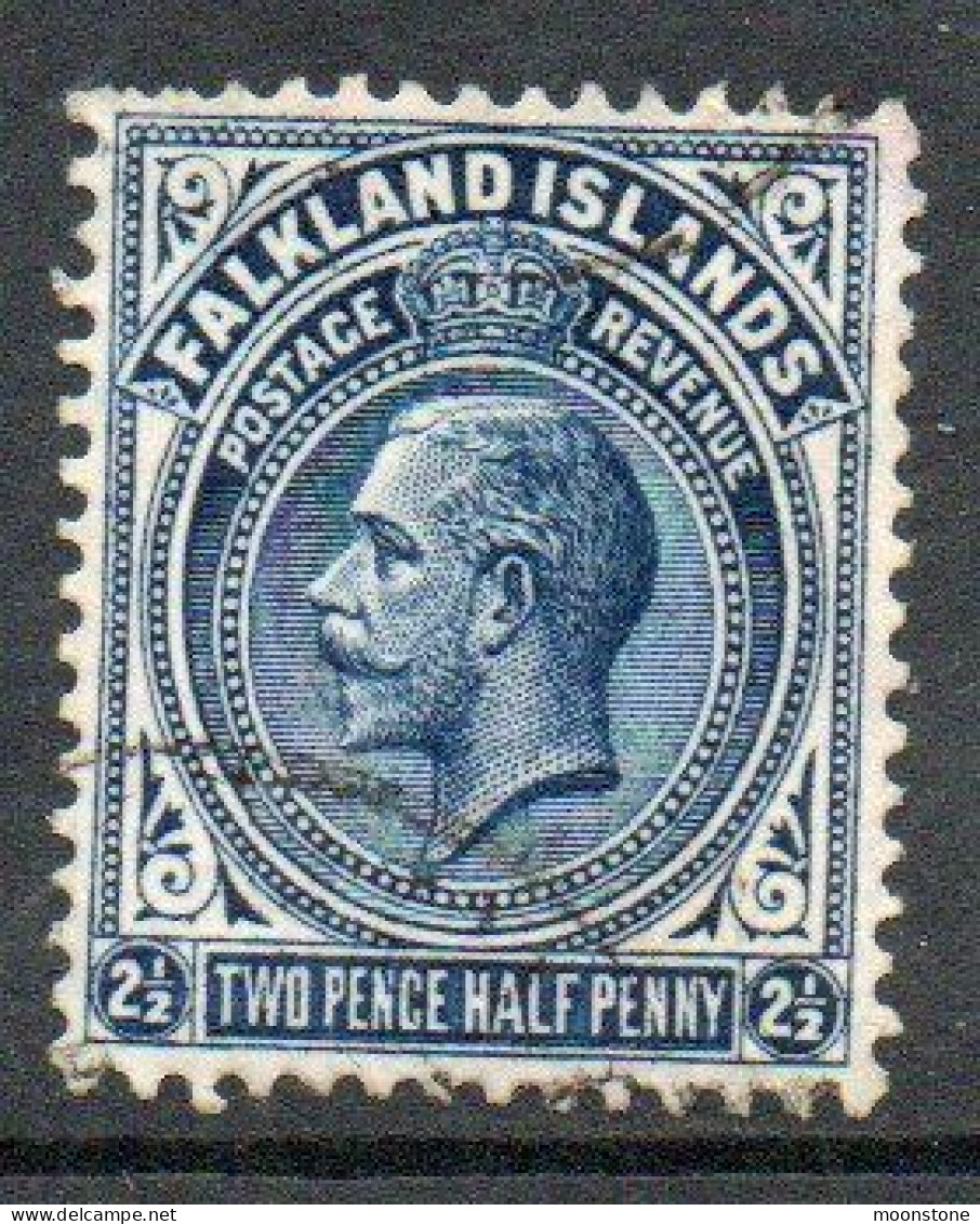 Falkland Islands GV 1918-20 2½d Deep Blue Definitive, Perf 14, Wmk. Multiple Script CA, Used, SG 76 - Falklandeilanden