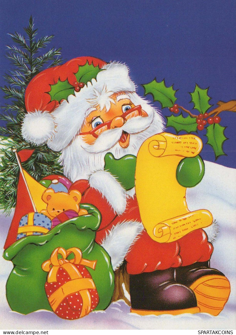 BABBO NATALE Buon Anno Natale Vintage Cartolina CPSM #PBL310.IT - Santa Claus