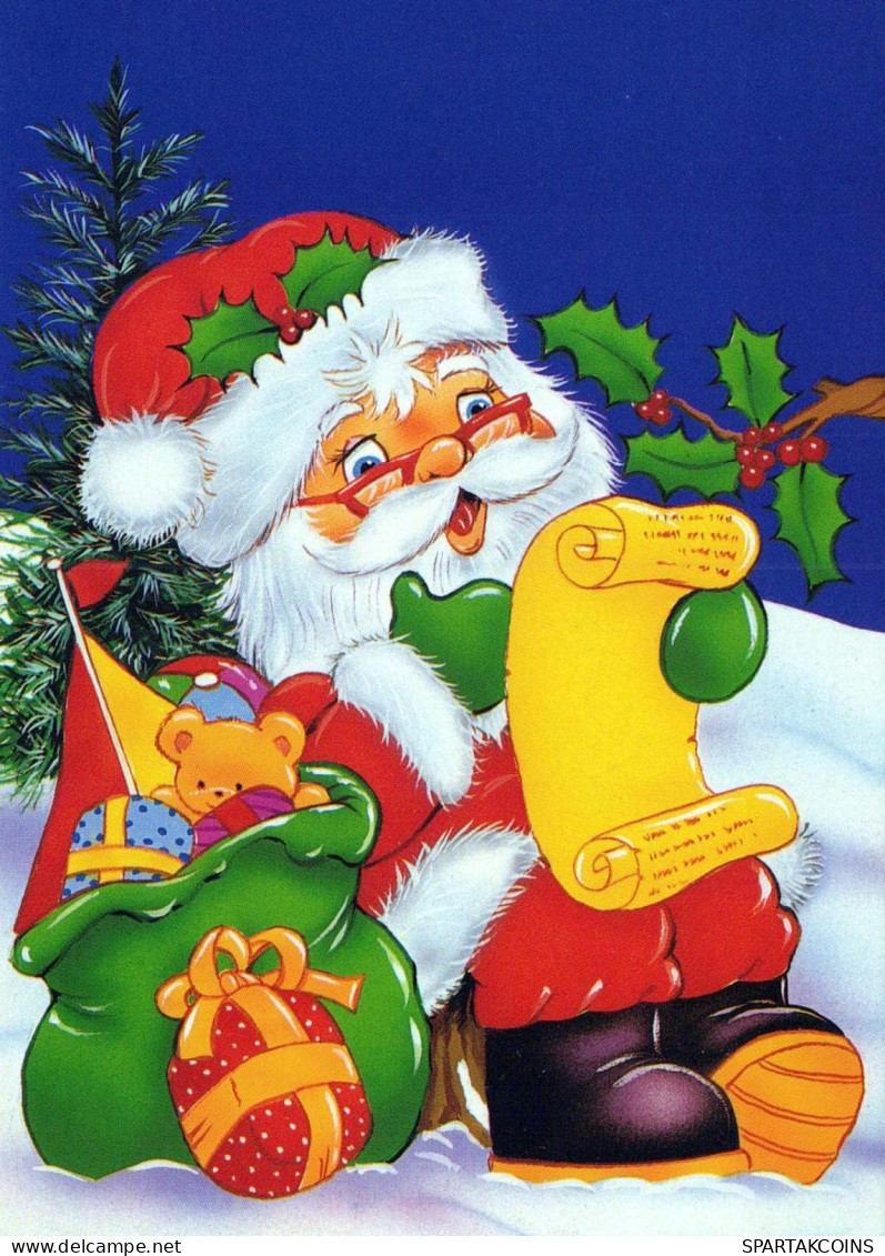 BABBO NATALE Buon Anno Natale Vintage Cartolina CPSM #PBL310.IT - Santa Claus