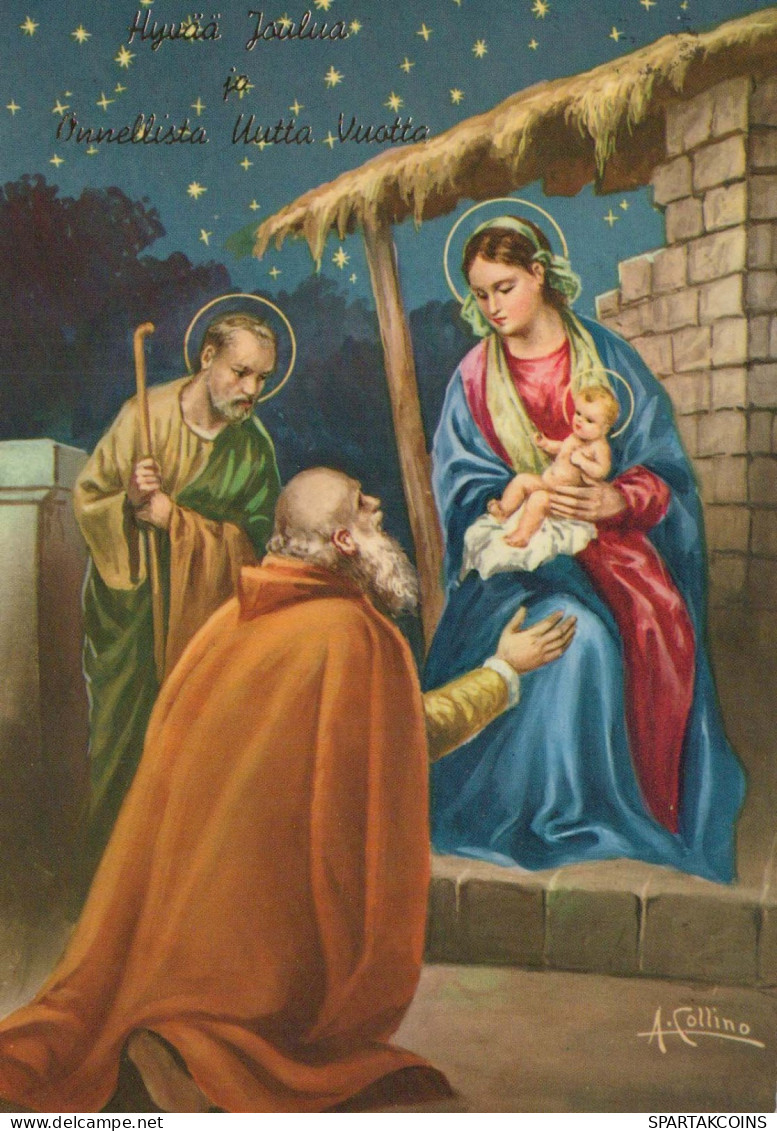 Vergine Maria Madonna Gesù Bambino Natale Religione Vintage Cartolina CPSM #PBB840.IT - Vierge Marie & Madones