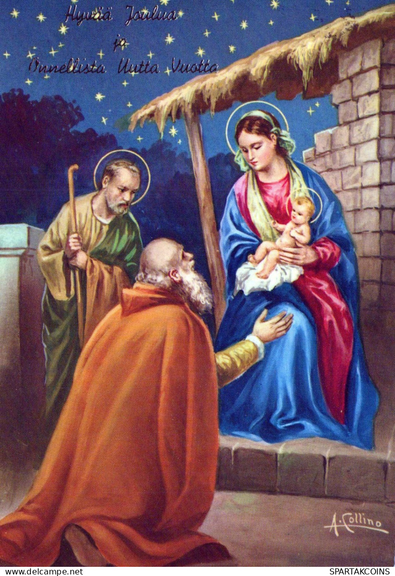 Vergine Maria Madonna Gesù Bambino Natale Religione Vintage Cartolina CPSM #PBB840.IT - Maagd Maria En Madonnas