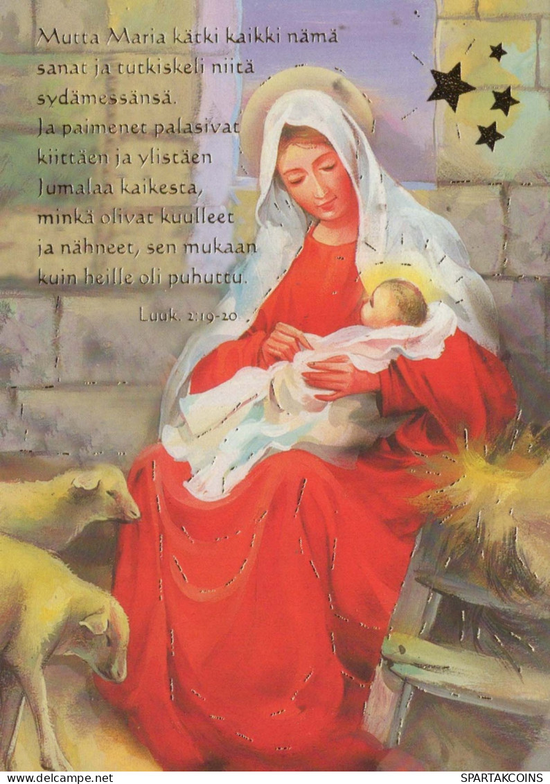 Vergine Maria Madonna Gesù Bambino Natale Religione Vintage Cartolina CPSM #PBB779.IT - Maagd Maria En Madonnas