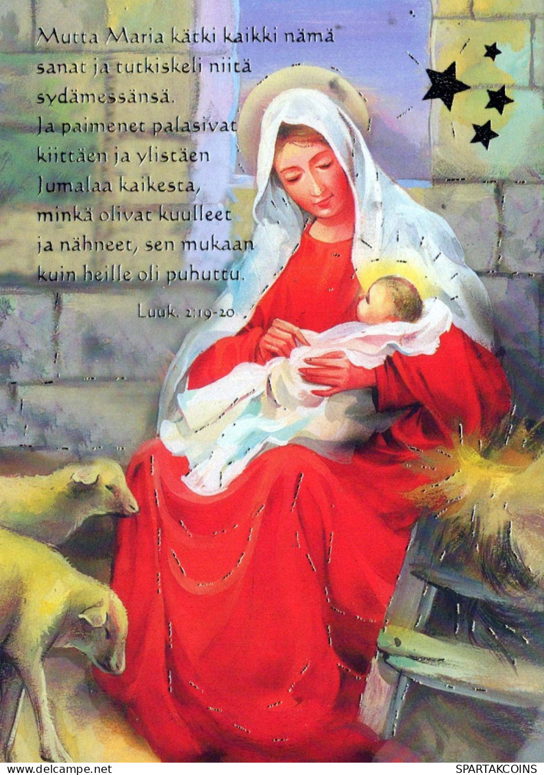 Vergine Maria Madonna Gesù Bambino Natale Religione Vintage Cartolina CPSM #PBB779.IT - Maagd Maria En Madonnas
