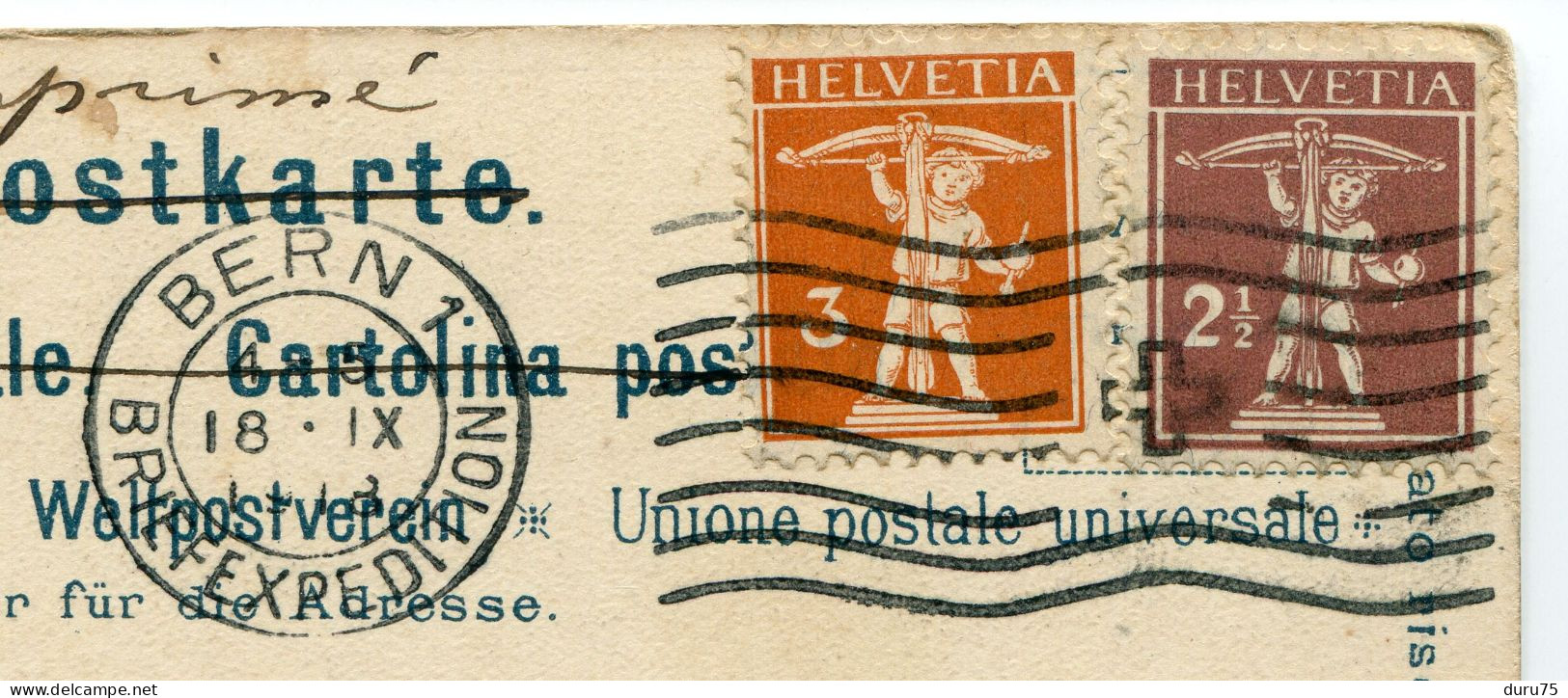 Suisse Pionnière - BERN ( Berne ) Zeitglockenthurm Animée - 2 Timbres Fils De Tell 3 & 2 1/2 Oblitération Bern 1918 - Bern