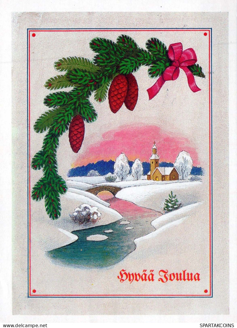 Buon Anno Natale CHIESA Vintage Cartolina CPSM #PAY379.IT - New Year