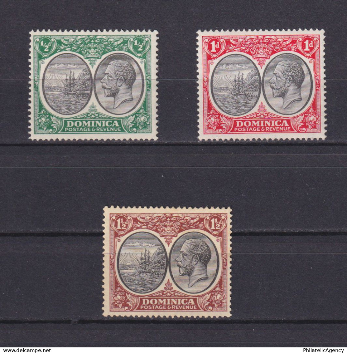 DOMINICA 1923, SG #71-75, CV £25, Part Set, MH - Dominica (...-1978)