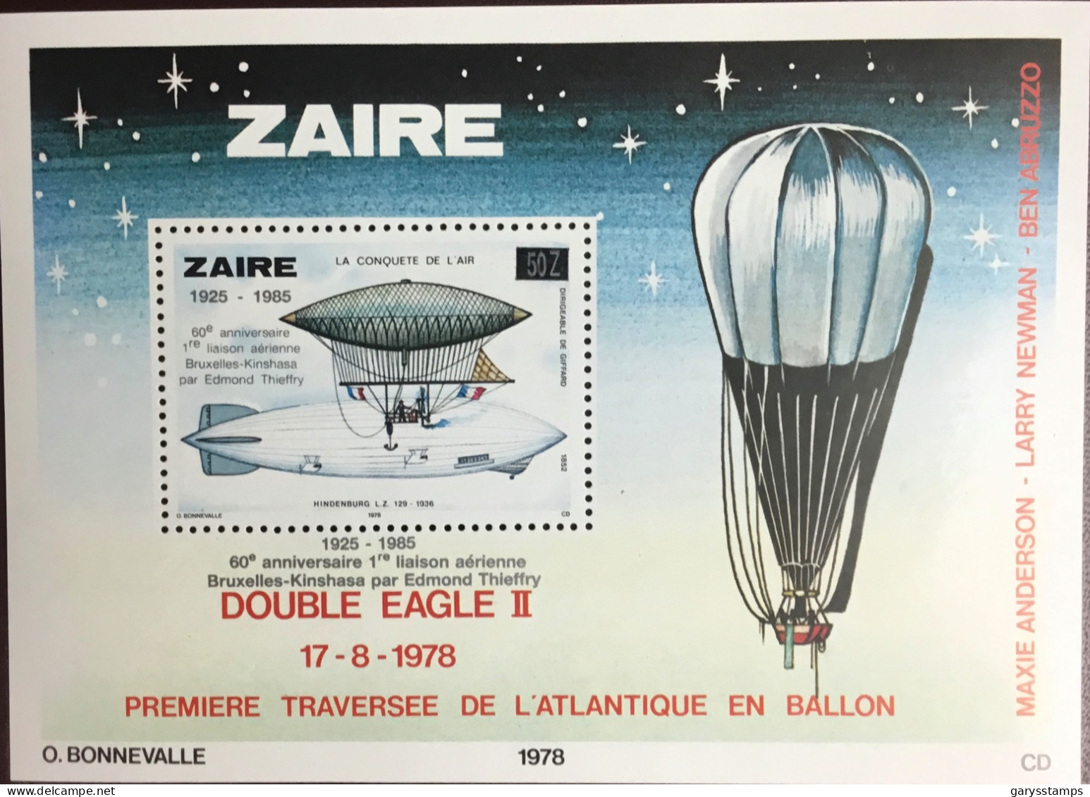 Zaire 1985 Conquest Of Air Overprint Minisheet MNH - Ungebraucht