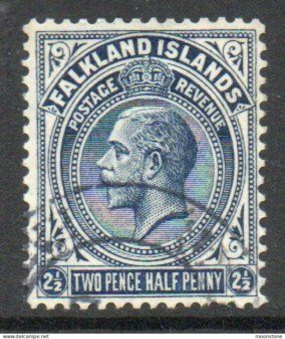 Falkland Islands GV 1918-20 2½d Indigo Definitive, Perf 14, Wmk. Multiple Script CA, Used, SG 76a - Falklandeilanden