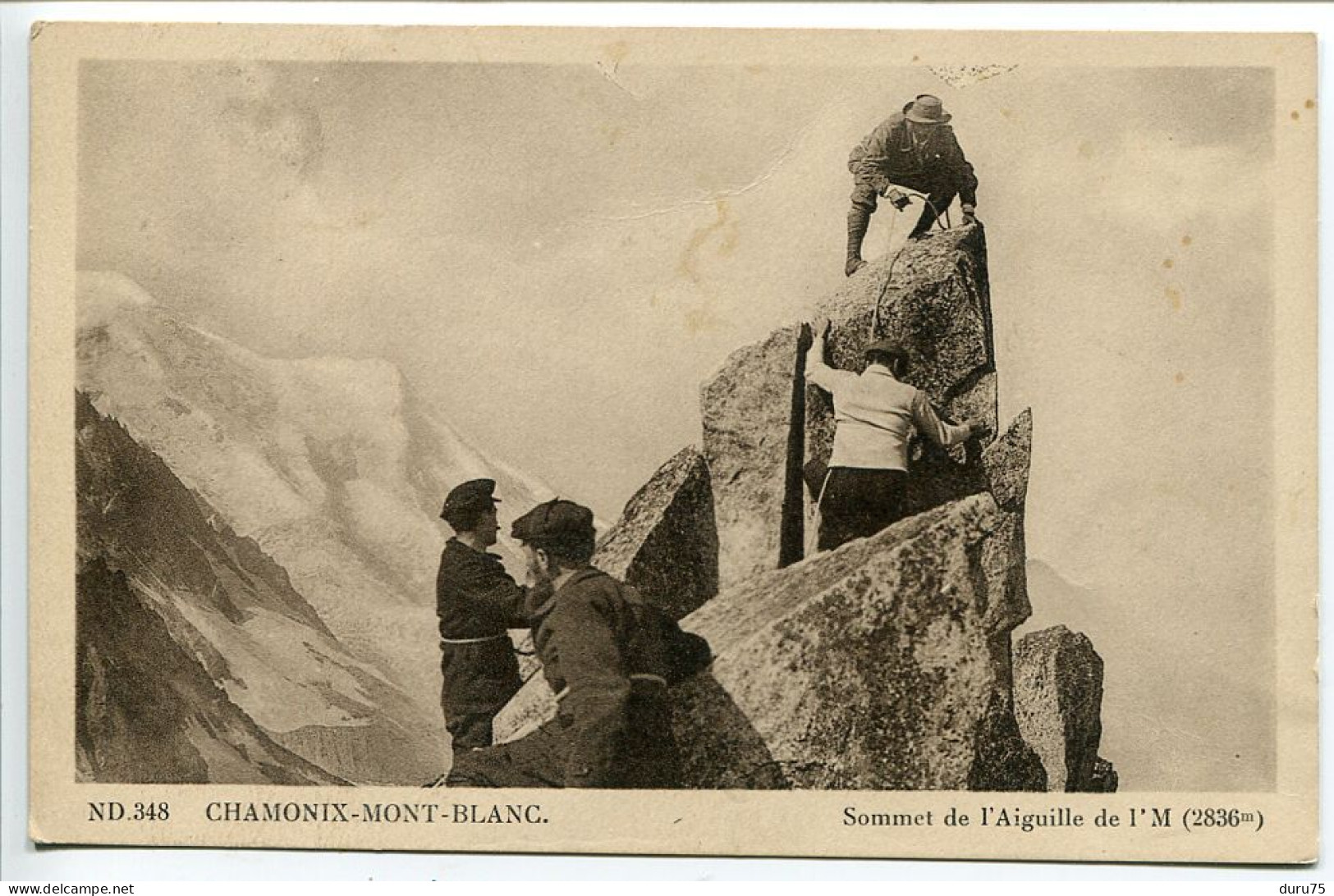 CHAMONIX MONT BLANC Sommet De L'Aiguille De L'M ( Animée 4 Hommes ) ND 348 - Chamonix-Mont-Blanc