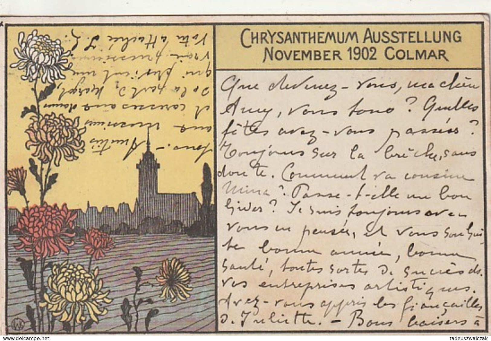 COLMAR November 1902 Chrysanthemum Ausstellung Illustrateur Hansi - Colmar