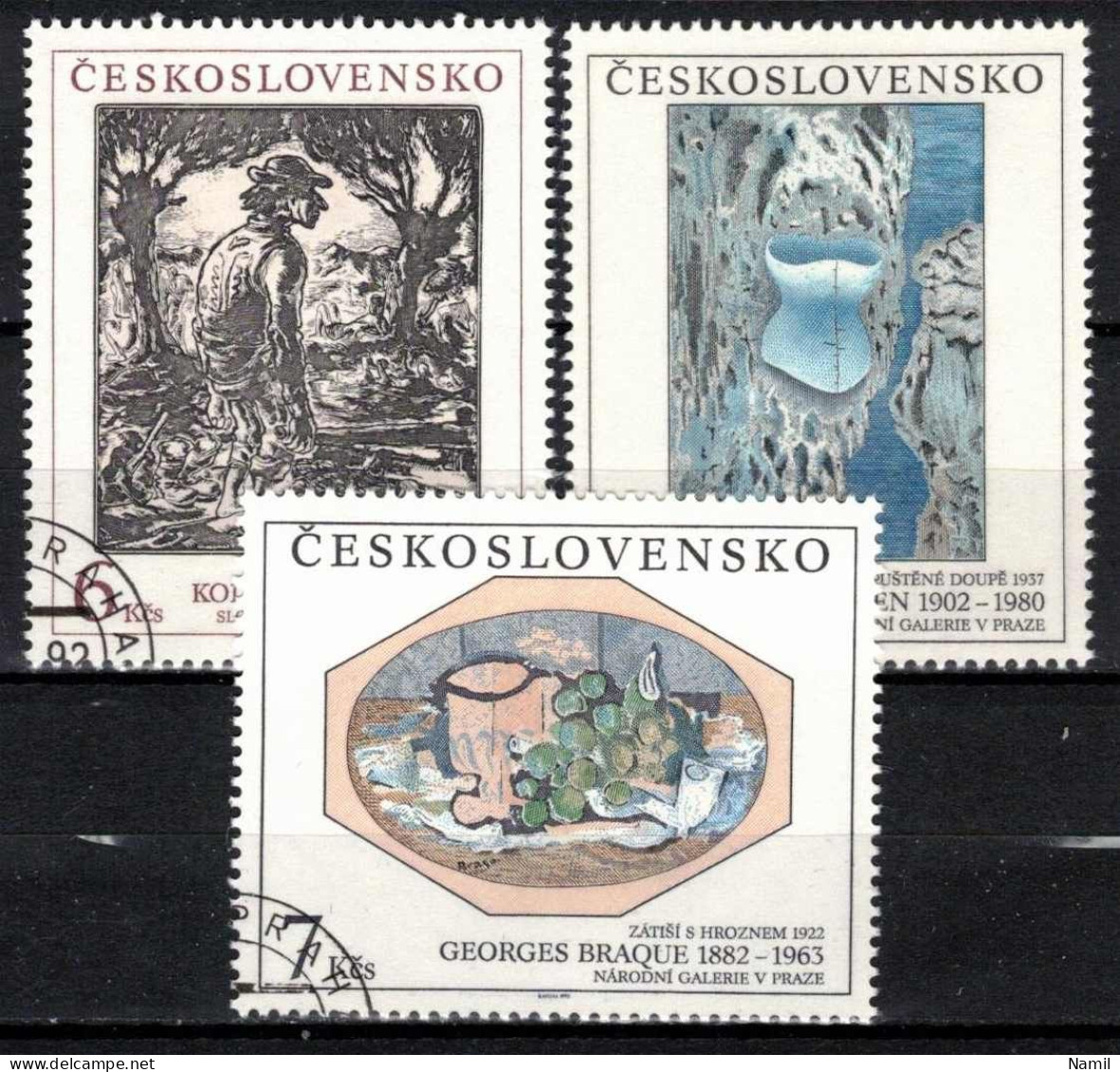Tchécoslovaquie 1992 Mi 3133-5 (Yv 2932-4), Obliteré - Oblitérés