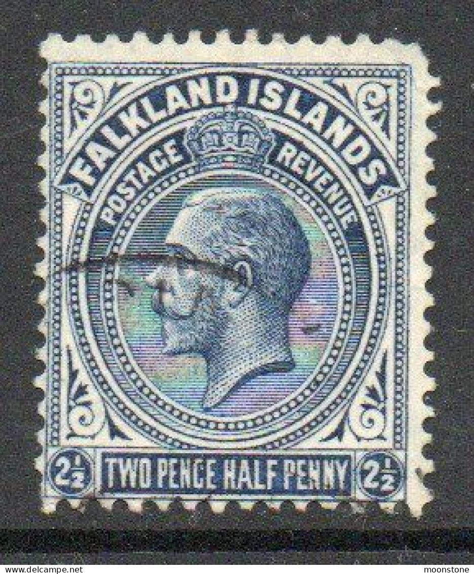 Falkland Islands GV 1918-20 2½d Deep Steel-blue Definitive, Perf 14, Wmk. Multiple Script CA, Used, SG 76b - Falkland Islands