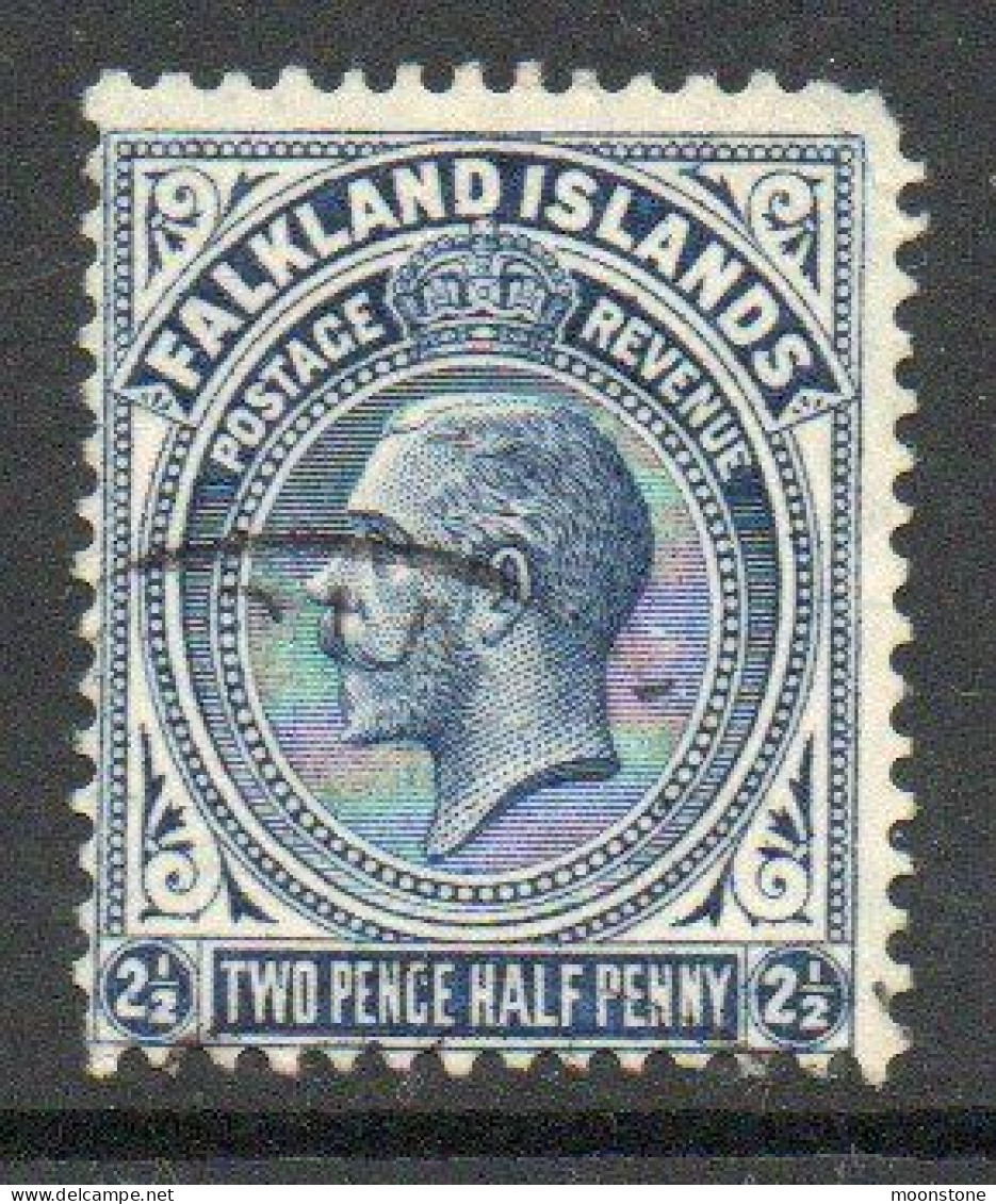 Falkland Islands GV 1918-20 2½d Deep Steel-blue Definitive, Perf 14, Wmk. Multiple Script CA, Used, SG 76b - Falkland