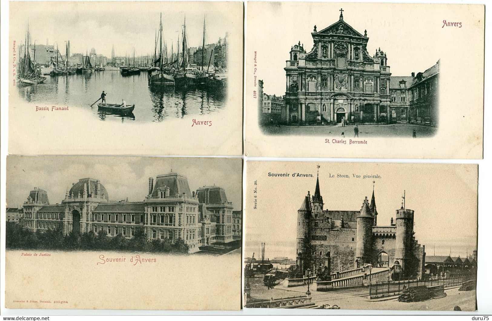5 Pionnières * ANVERS Bassin Flamand / St Charles Borromée / Palais Justice / Le Steen Vue Générale / Porte De L'Escaut - Antwerpen