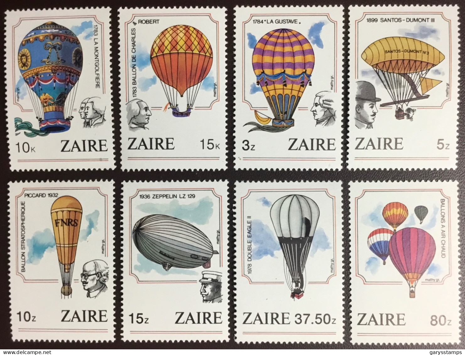 Zaire 1984 Manned Flight Anniversary Balloons MNH - Unused Stamps