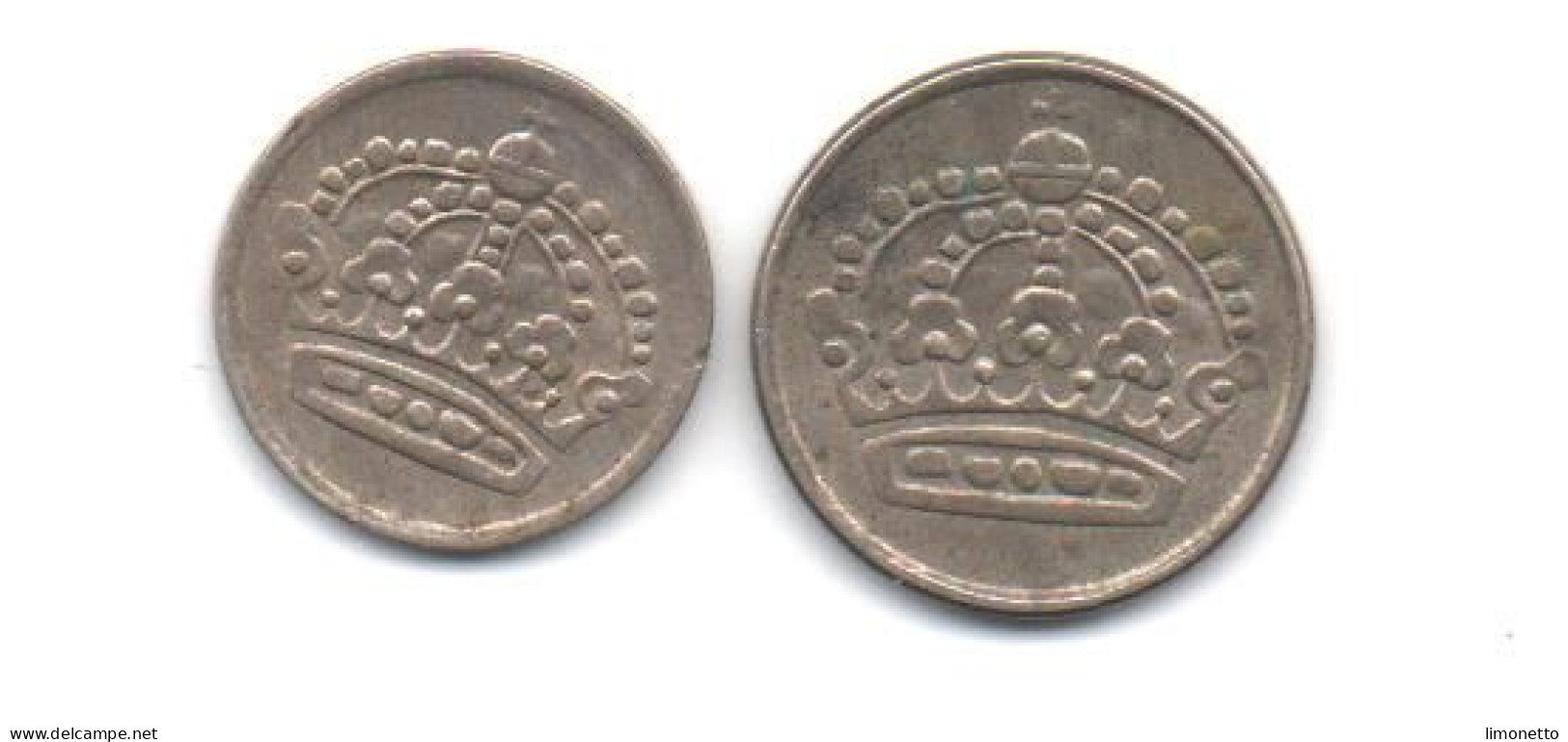 SUEDE- 1954 -  2 Pièces En  Argent -( 0.400 )-   10 Et 25 Ore  (env 4 Grs Les 2 ) Bon état Circulées - Sweden