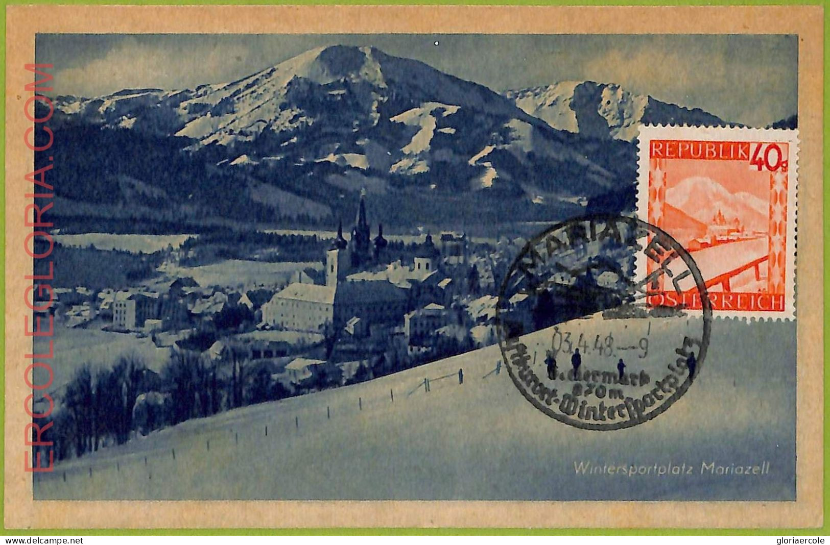 Ad3303 - AUSTRIA - Postal History - MAXIMUM CARD - 1948 - Mariazell - Maximum Cards