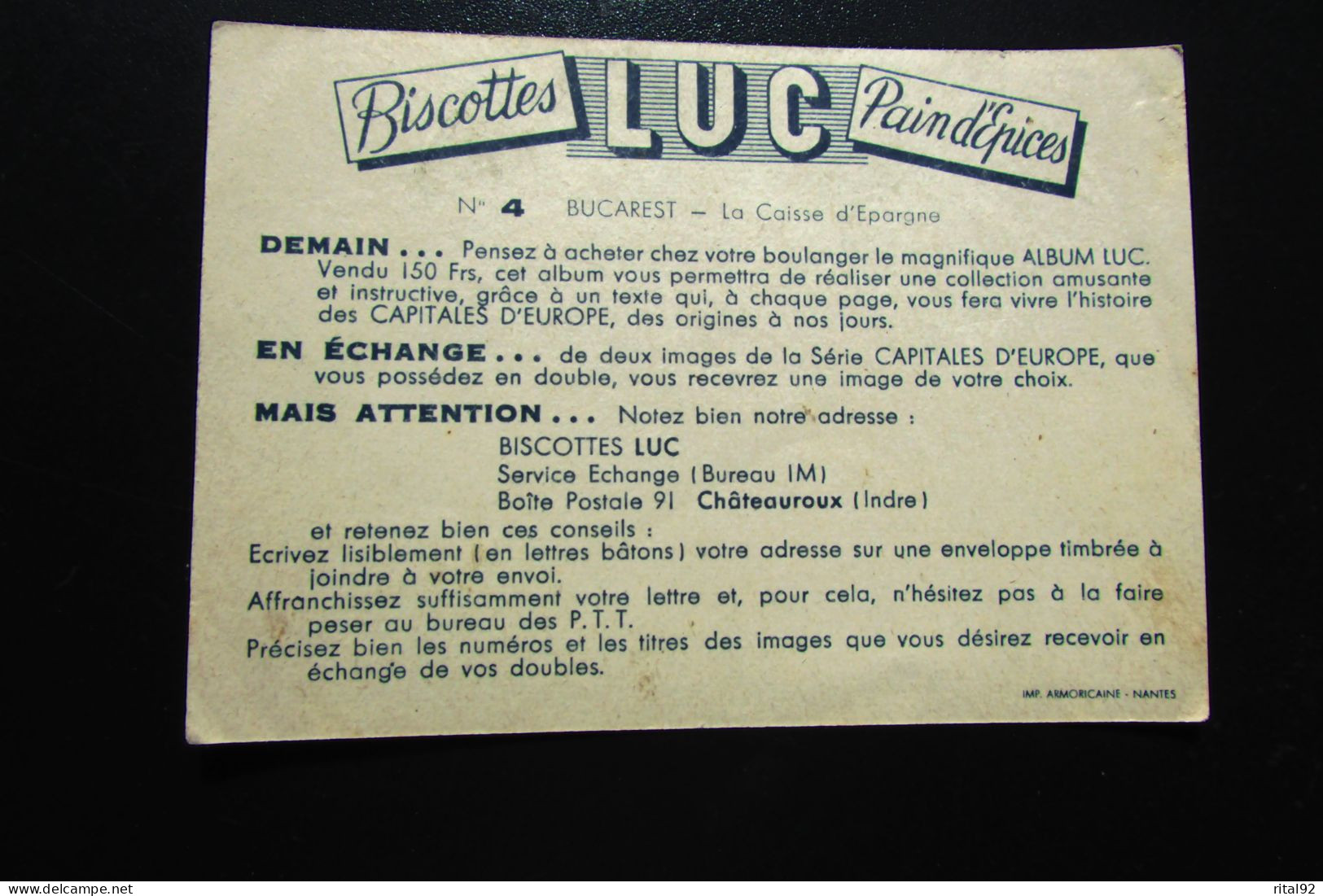 Chromo/image "Biscottes - Pain D'épices St LUC" - Série Album : Grandes Capitales D' EUROPE - Albumes & Catálogos